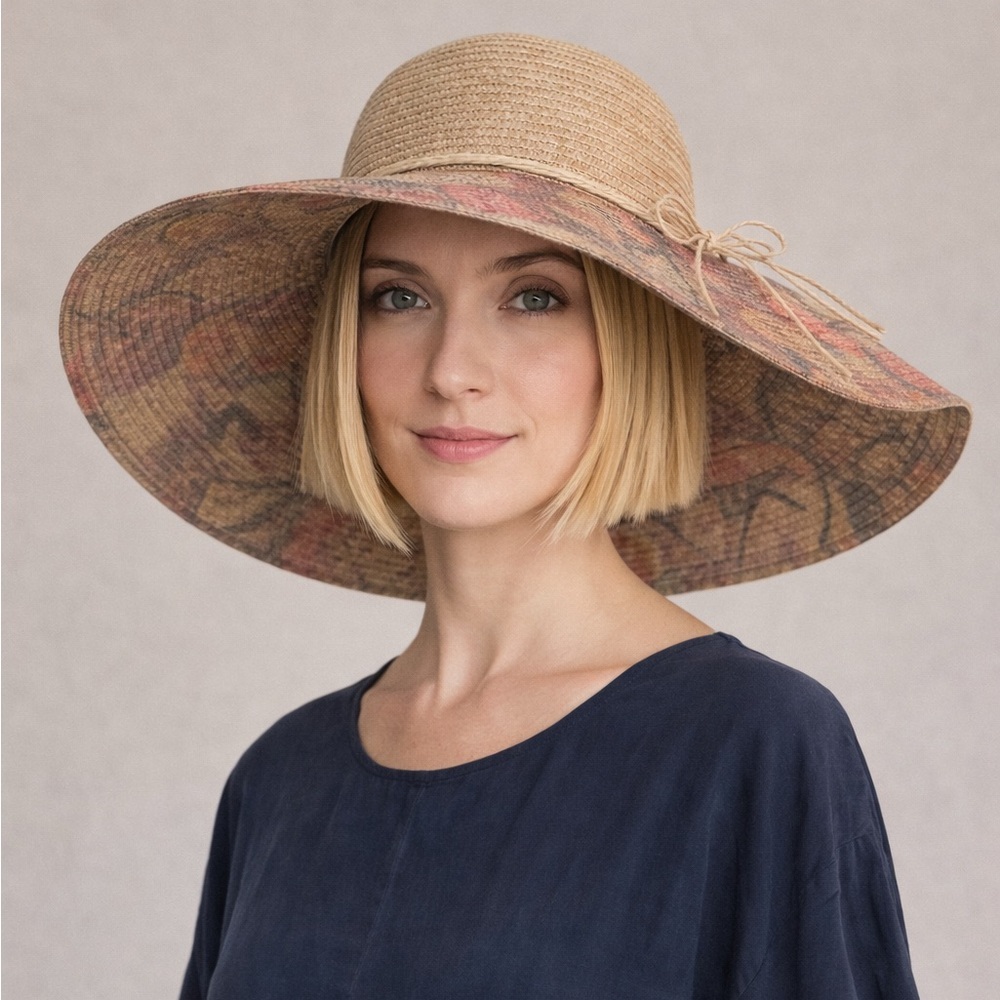 Lucky7 Floppy Sun Hat Tropical Boho Beach Garden Hat Size 7 NWT